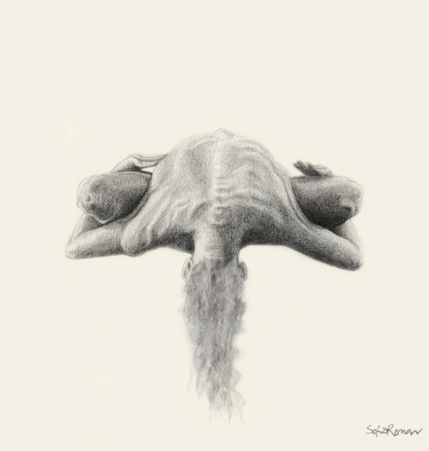 Black-Eyed "Black-Eyed", drawing by Sofia Román exploring guilt and shame during bipolar episodes recovery.