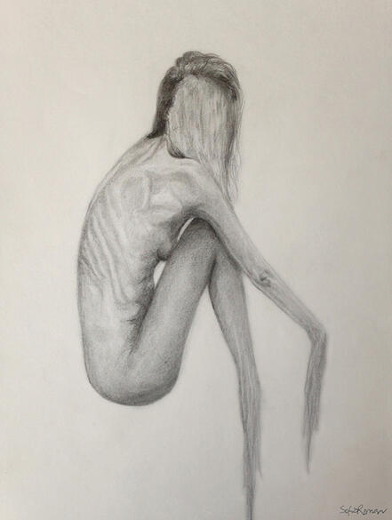 Delusion "Delusion", Graphite drawing by Sofia Román exploring bipolar hallucinations and delusions.