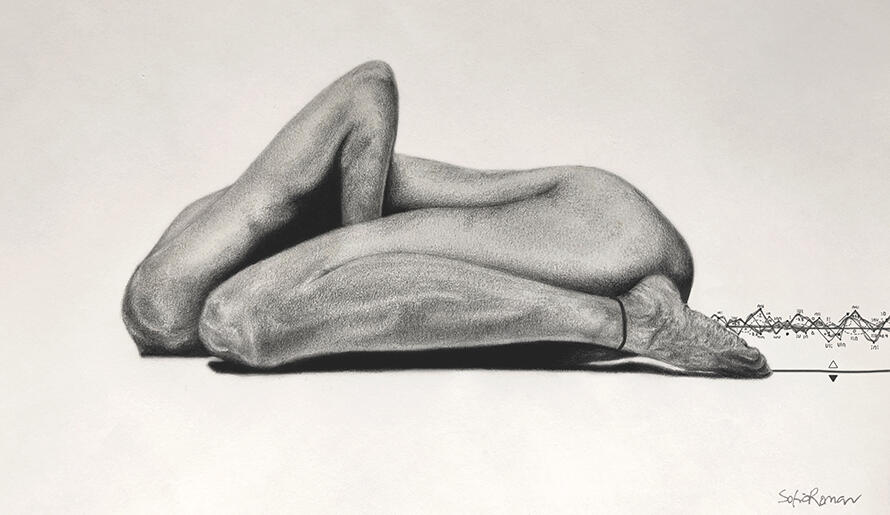 "Antagonism", drawing by Sofia Román exploring trauma and codependency.